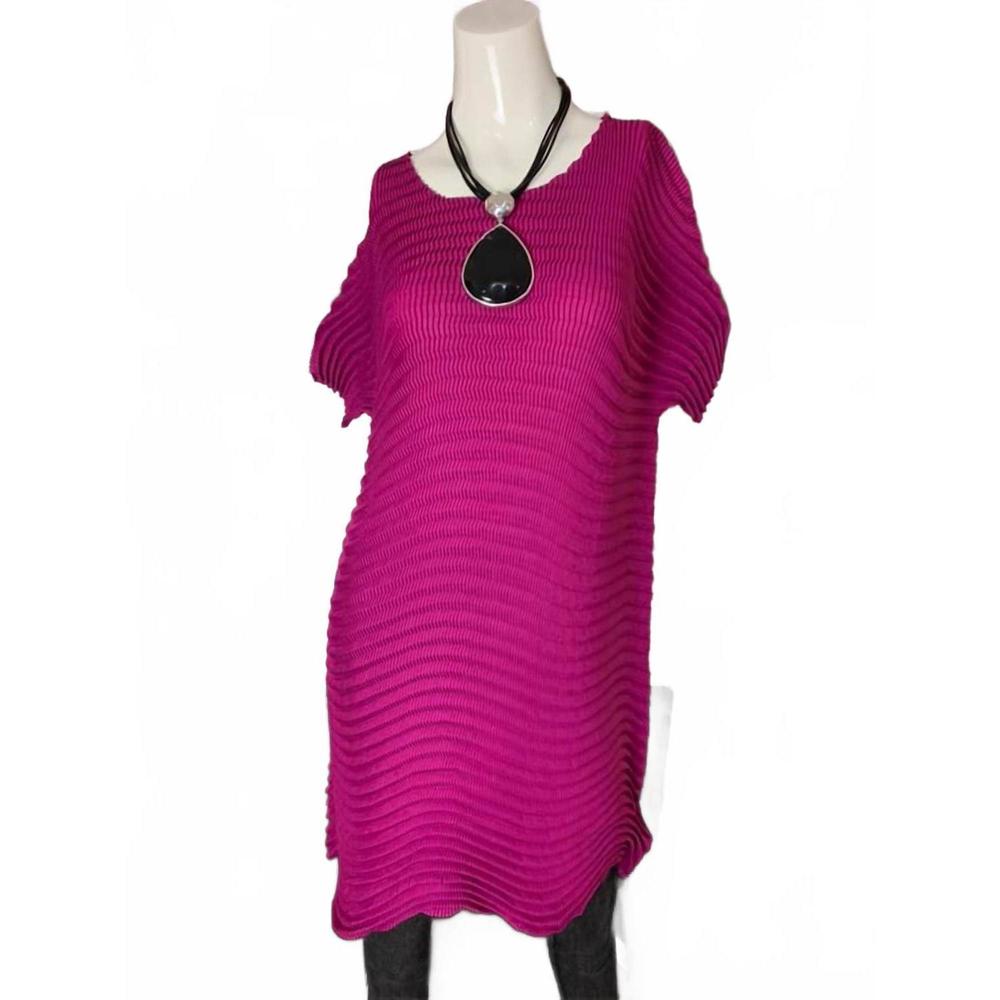 NEW VANITE COUTURE women's pleated blouse dress in raspberry